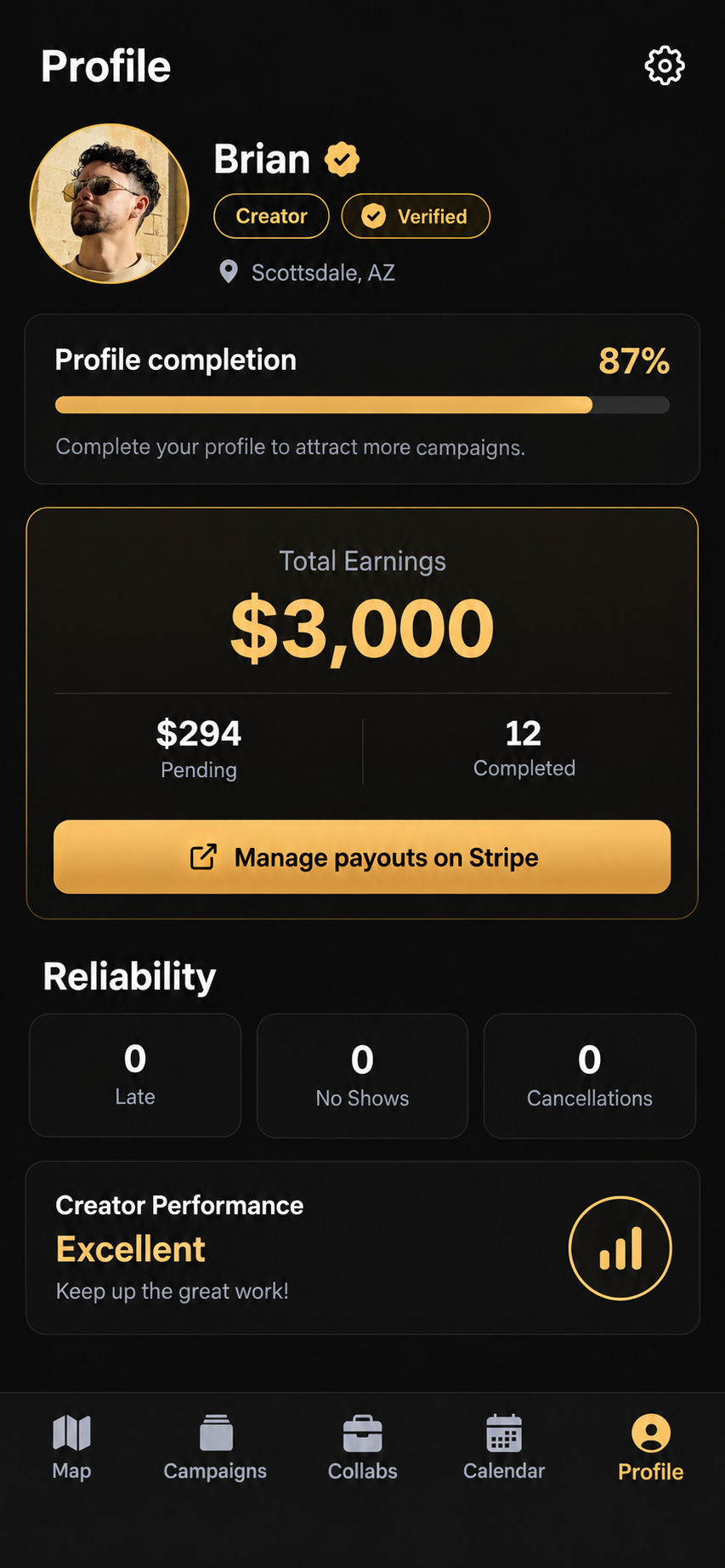 Profile & Earnings